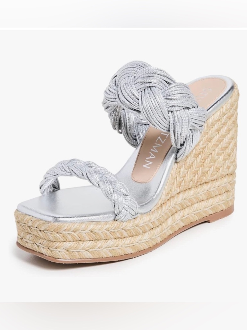 STUART WEITZMAN braida espadrille wedge sandal silver size 7